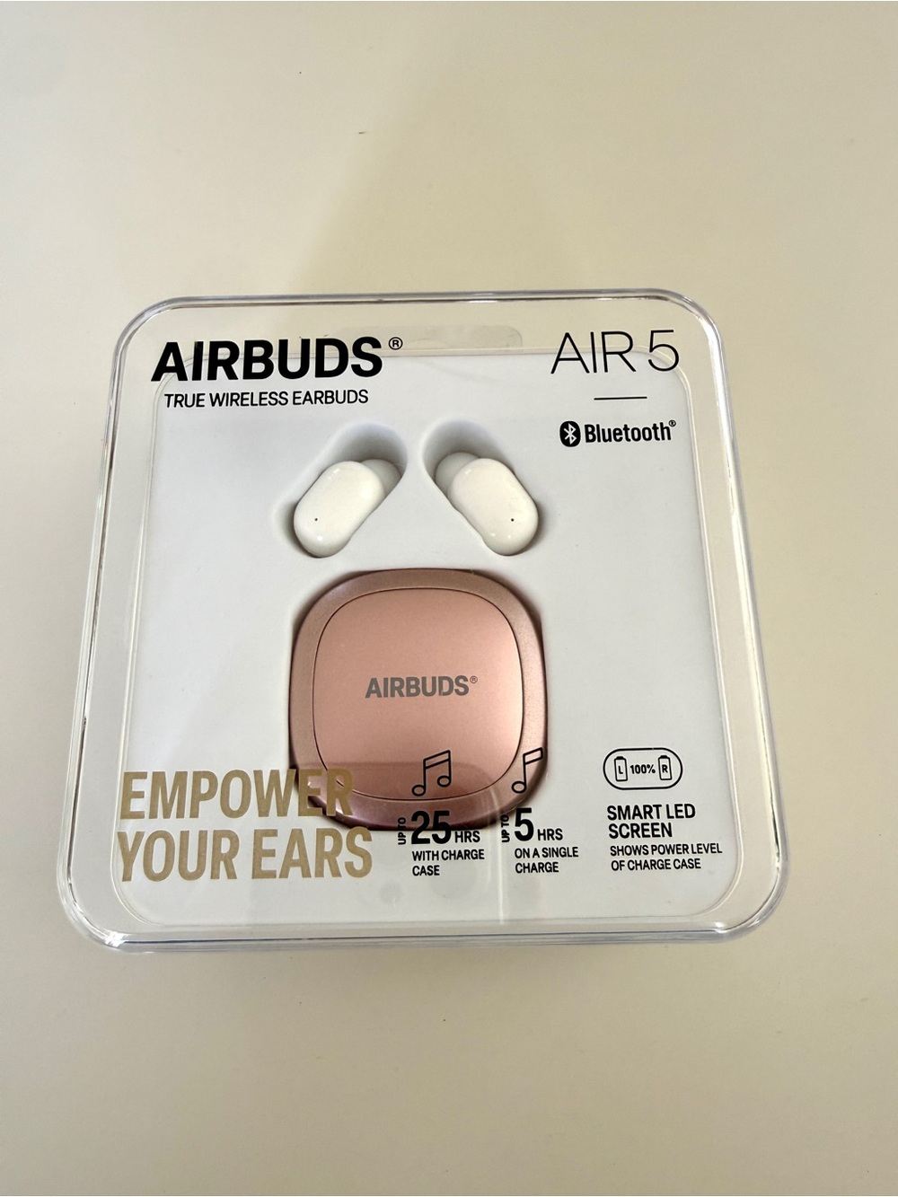 Air 5 True Wireless Earbuds - Rose Gold and White